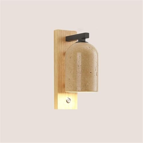 Lampe Gelbe Höhle Stein Wandleuchte – E27 Holz Wandhalterung Beleuchtung, Nachttisch Nachtlicht mit Knopf, Schlafzimmer Kopfteil & Treppenhaus Wandlampe (Holzfarbe) Lampe von Generisch