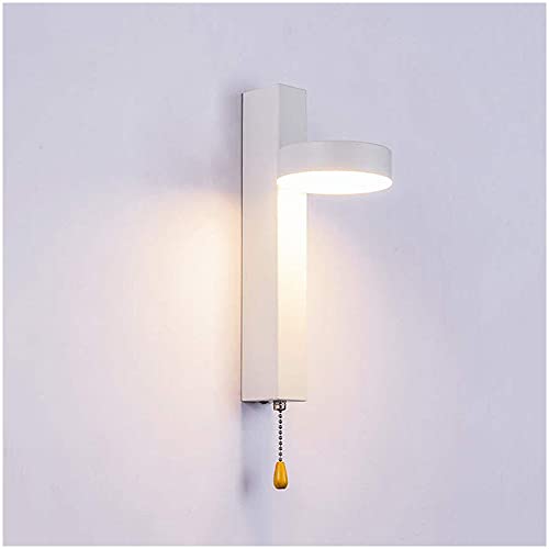 Lampe Moderne LED-Nachttisch-Wandleuchte für den Innenbereich, dreifarbig, dimmbar, Wandlampe mit Zugschnur, 180° drehbar, Wandbeleuchtung für Schlafzimmer, Wohnzimmer, Küche, Restaurant, Hotel, weiße von Generisch