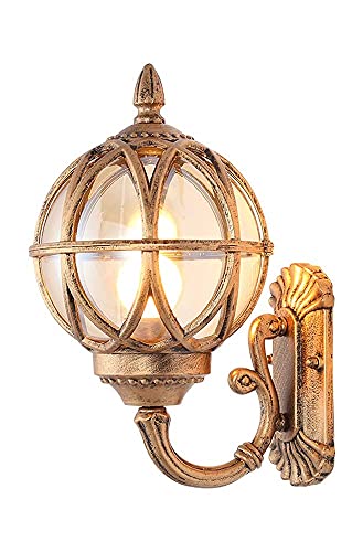 Lampe Outdoor Wandlaterne Rustikal Wasserdicht Wandlampe Flur Wandleuchte Winter Garten Balkon Veranda Wandlampe mit Glasschirm für Esszimmer Schlafzimmer Badezimmer Lampe von Generisch