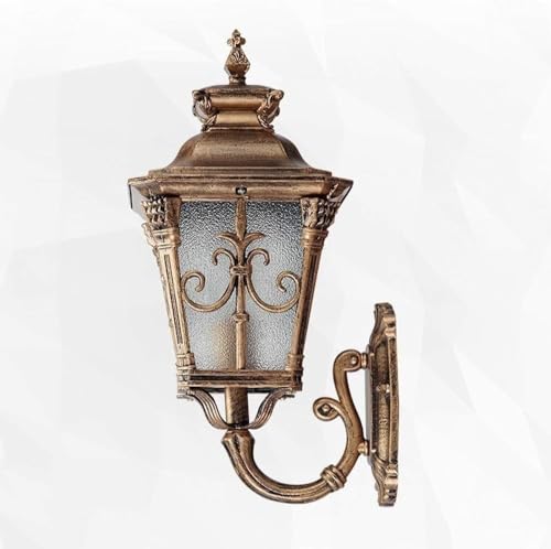 Lampe Viktorianische Außenwandleuchte Europäische Antike Wandleuchte Klassisch Messing Metall Milchglas Wasserdicht Wandlampe E27 Garten Aluminium Wandlaterne Terrasse Balkon Villa (Farbe: Bronze, S von Generisch