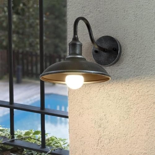 Lampe für den Außenbereich, IP65, ölgeriebenes Bronze/Silber-Finish, Wandleuchte, industrielle Wandleuchte, Schwanenhals-Wandleuchte für Eingangspfosten, Garage, Terrasse, Hof, Außenwandlaterne von Generisch