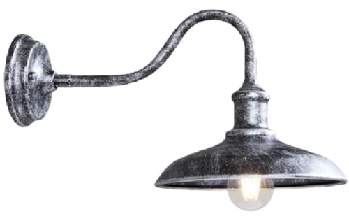 Lampe für den Außenbereich, Scheunen-Wandleuchte, Außenwandleuchte mit Wandhalterung, Außenwandleuchte für Veranda, silberfarbene industrielle Wandlaterne für Bauernhaus, Garten (Farbe: Silber) Lampe von Generisch