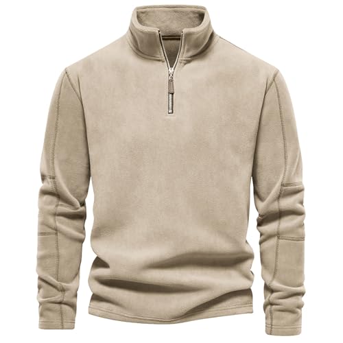 Langarmshirt Herren, Pullover Herren Langarmshirt Half Zip Fleece Winterpullover Warm Fleecepullover Atmungsaktiv Sport Sweatshirt Mit Stehkargen Arbeitspullover von Generisch