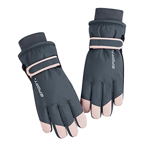 Lange Fingerlose Handschuhe Lange Handschuhe Winter-Skihandschuhe, wasserdicht, Plus Samt, warm, Winddicht, Kälteschutz, Outdoor-Reithandschuhe Weisse Handschuhe KostüM (Grey, One Size) von Generisch