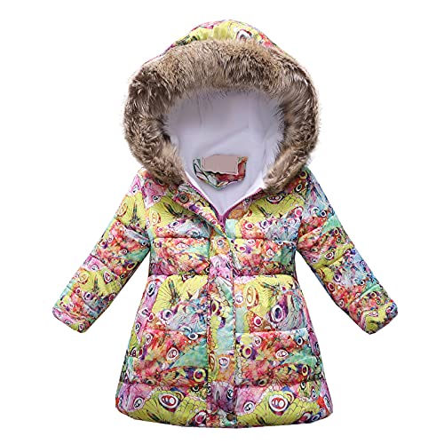 Last Christmas, Winterjacke Mädchen Bunt Blumen Bedrucktes Wintermantel Softshellanzug Daunenjacke Skijacke Schneeanzug Puffer Jacke Thermal Mantel Thermojacke Kapuzenjacke von Generisch