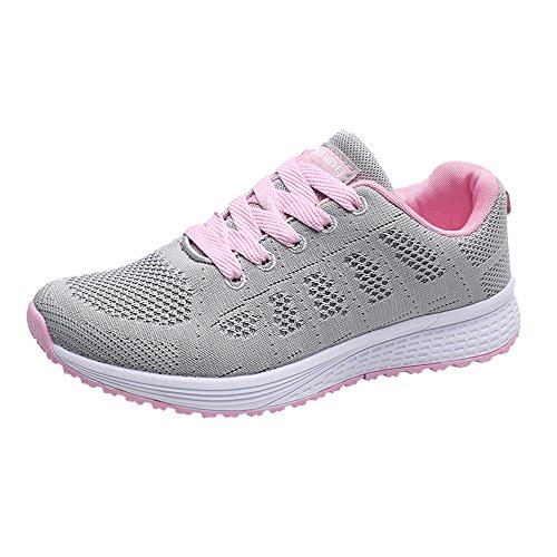 Laufschuhe Damen Sportschuhe Turnschuhe Atmungsaktive Fitnessschuhe Straßenlaufschuhe Sneaker Schuhe Grau 38 von Generisch