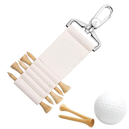 Leder-Golf-Tee-Halter für Tasche, Golf-Tee-Gürtelclip - Aufbewahrungstasche für Golfball-Stollen aus PU-Leder mit 5 Fächern,Tragbarer Golf-Tee-Aufbewahrungsbehälter mit Haken am Golftaschen-Gürtelclip von Generisch