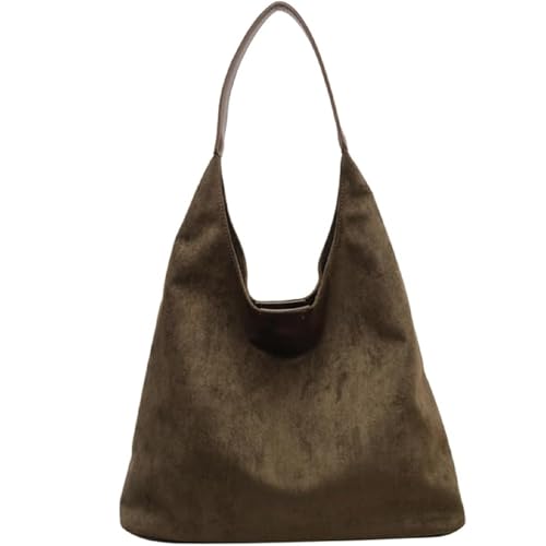 Leder Hobo Taschen für Frauen Wildleder Geldbörse Slouchy Tote Bag Braun Leder Geldbörse Wildleder Hobo Umhängetasche, Wildleder Tote Bag Große braune Tote Handtasche (Grün) von Generisch