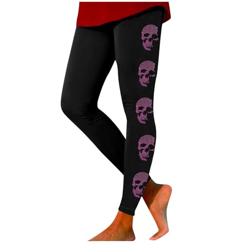 Leggings Damen Bunt Sportleggins Gym Sport Leggings Tummy Yogahose High Waist Totenkopf Gedruckt Stretch Trainingshose Laufhose Für Party Sporthose Control Yoga Hosen Running Workout Fitness von Generisch