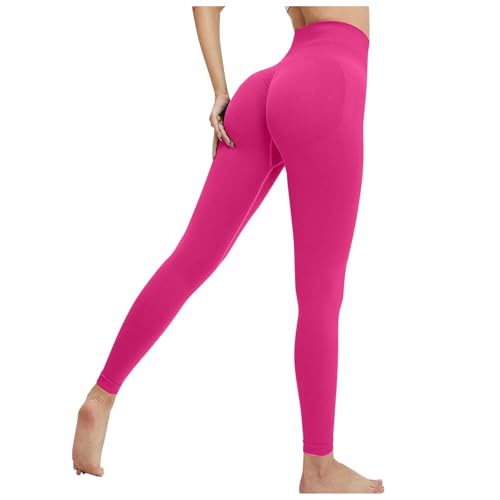 Leggings Damen High Waist Sport Leggins Seamless Blickdicht Yogahose Sporthose Jeggings Lang Jogging Hose Laufhose Rosa S von Generisch