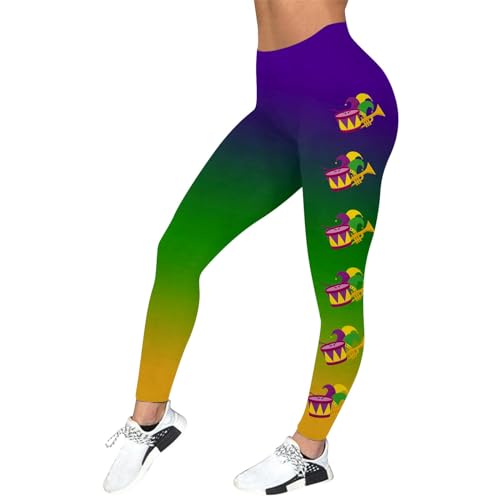 Leggings Karneval Damen Glänzende Disco Outfit Lustige Jogginghose Karneval Yogahose 90er Freizeithose Stretch Radlerhose Freizeit Schlaghose Regenbogen Tanz Yoga Hosen 80er Jahre Sport Leggings von Generisch