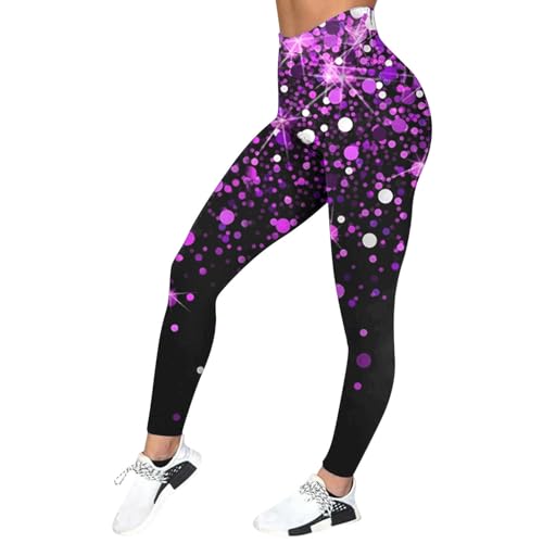 Leggings Karneval Damen Lustige Sport Leggings Bunte Radlerhose Mottoparty Disco Outfit Baumwolle Kostüm Mädchen Laufhose Bonbonfarben Jogginghose Slim Fit Strumpfhose 90er Leggings von Generisch