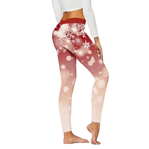 Leggings Weihnachten Damen Elastische Fitness Yogahosen Lustig Push Up Leggings 80er Weihnachten Jogginghose Retro High Waist Hose Print Yoga Sportleggins Pants Bedruckte Streetwear von Generisch