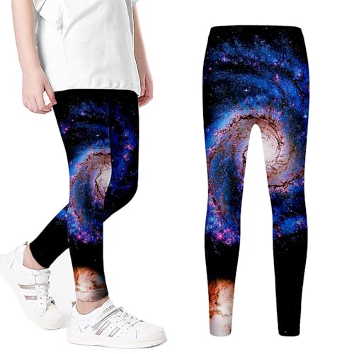 Leggings Weltraum, Sportleggings Mädchen Lang Sternenhimmel Bunt Yogahose mit Aufdruck Strumpfhose Running Training Jogginghose Stretch Elastische Gymnastikhose Party Karnevalskostüme von Generisch