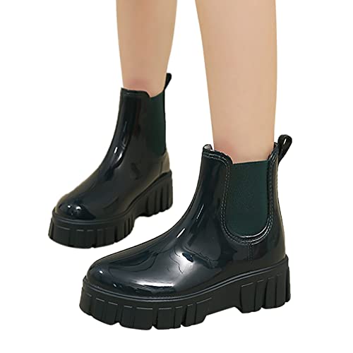 Leichte Gummistiefel Damen Chelsea Boots Regenstiefel Wasserdicht Gummistiefel Stiefel Gartenschuhe Mode Leicht Regenschuhe Für Den Außenbereich Anti-Rutsch Knöchel Stiefeletten von Generisch