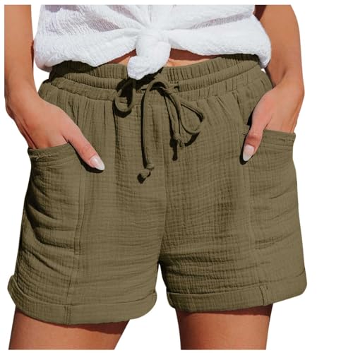Leinenhose Damen Kurz, Shorts Damen Sommer Leinen Musselin Kurze Hose Beach Shorts Mit Taschen Mode Lässige Stoffhose Freizeit Shorts Elastische Taille Stretch Gerades Bein Sport Shorts Mit Kordelzug Leinenhose Damen Kurz, Shorts Damen Sommer Leinen Musselin Kurze Hose Beach Shorts Mit Taschen Mode Lässige Stoffhose Freizeit Shorts Elastische Taille Stretch Gerades Bein Sport Shorts Mit Kordelzug von Generisch