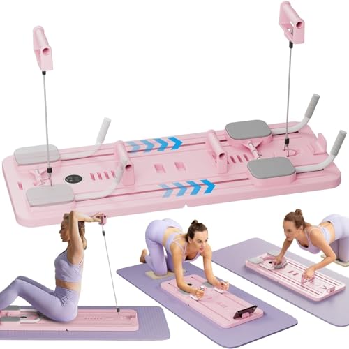 Lhanel Pilates Reformer Set - Faltbares Pilates-Board für Heimtraining, Gleitbrett für komplette Körperformung und integriertes Training (Rosa) von Generisch