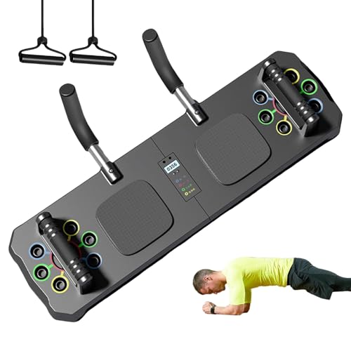 Liegestützbrett Fitnessbrett Bauchbrett Workout Trainingsgeräte Multifunktionale Liegestützbretter mit Zugseil und Timer Tragbare Fitnessgeräte Übungstrainer für Home Gym von Generisch