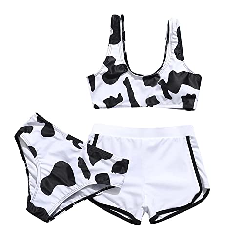 Mädchen Badeanzug 3-Teilig Baby Glanz Schwimmset Blumenmuster Sonnen Badeslip Tankini Rose Schwimmanzug Schwimm Schnelltrocknend Schwimmrock Floral Druck 3-Teilig Strandbekleidung von Generisch