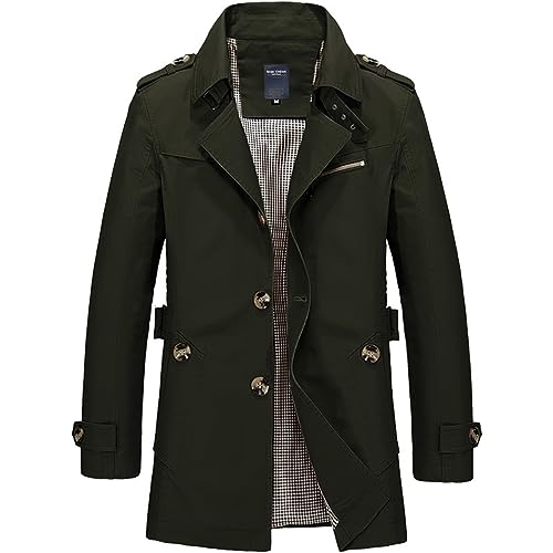 Mantel Herren Wolle Lang Wintermantel - Jacke Schwarz Dufflecoat Slim Fit Winterjacken Parka Stehkragen Wollmantel Business Herrenmantel Lange Trenchcoat Jacken von Generisch