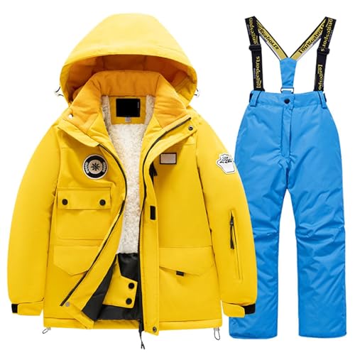 Matschhose Gefüttert 104, Schneeanzug Kinder Jungen Wasserdicht Verdickt Skihose - Matschhose Gefüttert Atmungsaktiv Winteroverall Winddicht Bekleidungsset Unisex Winteranzug Warm Schneeoverall von Generisch