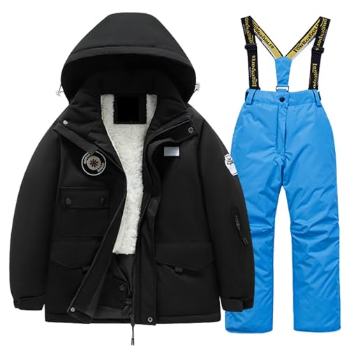 Meine Bestellungen Anzeigen, Skianzug Kinder 2 Teilig Set Warm Thermoanzug wasserdichte Schneeanzug Winter Snowboard Set Thermo Overall Gefüttert Skibekleidung Ski Anzug Langlaufski Set von Generisch