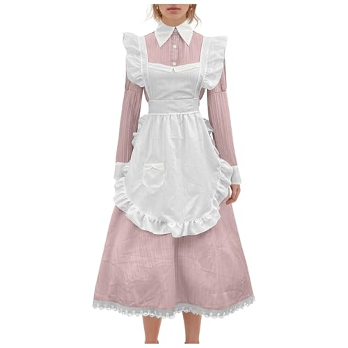 Meine bestellungen anzeigen, Trachtenkleid Damen Lang Dirndlkleid - Spitzenschürze Vintage Set Karneval Trachtenmode Kostüm Schlicht Outfit Für Oktoberfest Mit von Generisch