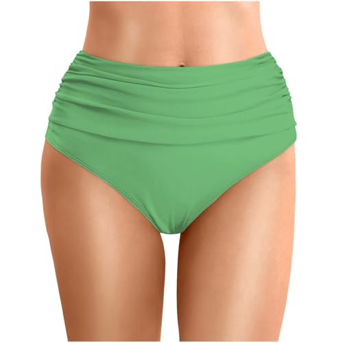 Menstruations Badeanzug, Bikini Hose Damenretro Ruched Bikinihose - Klassisch Schwarze Badehose Strandhose Hoher Taille Einfarbige Bikini Briefs Badehose Große Größe von Generisch