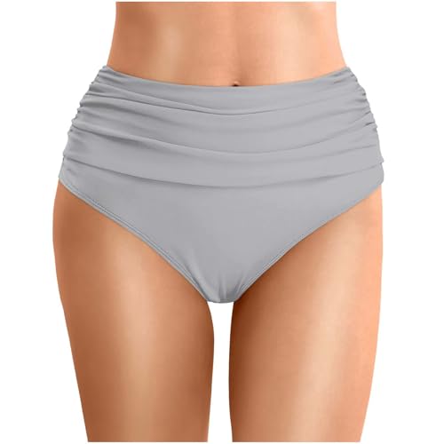 Menstruations Badeanzug, Bikini Hose Damenretro Ruched Bikinihose - Klassisch Schwarze Badehose Strandhose Hoher Taille Einfarbige Bikini Briefs Badehose Große Größe von Generisch