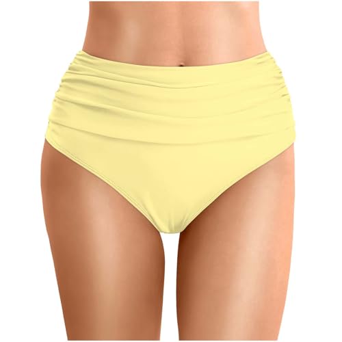 Menstruations Badeanzug, Bikini Hose Damenretro Ruched Bikinihose - Klassisch Schwarze Badehose Strandhose Hoher Taille Einfarbige Bikini Briefs Badehose Große Größe von Generisch