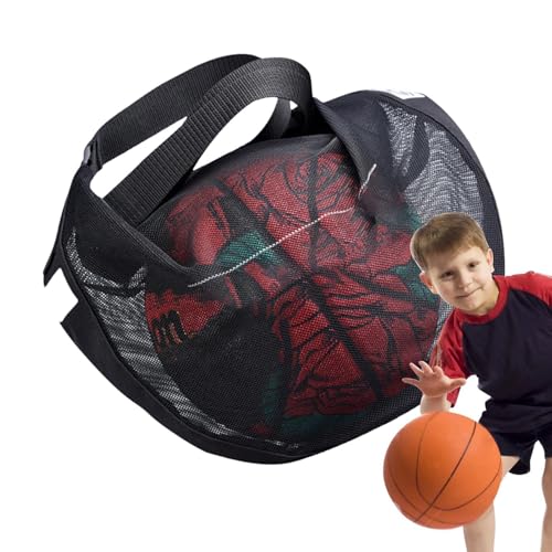 Mesh-Ball-Tragetasche, Basketball-Aufbewahrungsnetztasche - Basketball-Tragetasche mit verstellbarem Schultergurt,Sportballtasche, Mesh-Fußball-Sportballhalter zum Tragen von Basketball, Volleyball, F von Generisch