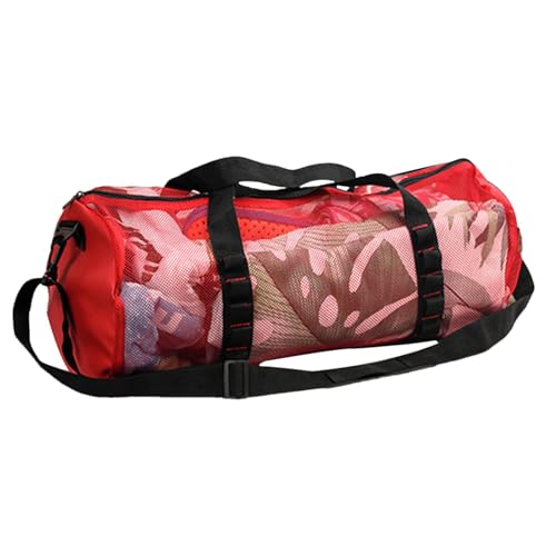 Mesh Dive Bag | Zylindrische Ausrüstungstasche zum Tauchen und Schnorcheln | Faltbare Netztasche für Schwimmen, Strand und Sportgeräte Zylindrische Ausrüstungstasche von Generisch