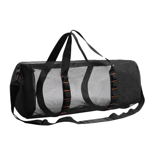 Mesh-Reisetasche, Mesh-Sporttasche Zylindrische Strandtaschen,Große Netz-Reisetasche für Tauch- und Schnorchelausrüstung, tragbare Netztasche zum Schwimmen, Reisen, für Fitnessstudio-Ausrüstung von Generisch