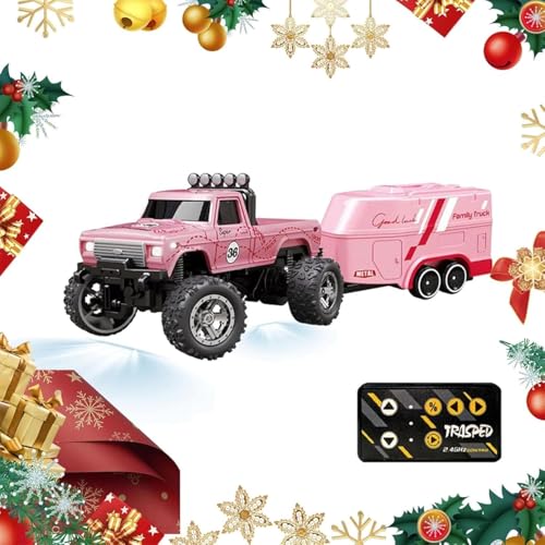 Mini-Fernbedienung Monster Truck, Mini-Fernbedienung Monster Truck mit Lichtern, Geschenk, Mini-Fernbedienung Monster Truck mit Lichtern, Geschenk für Jungen und Mädchen,Pink von Generisch