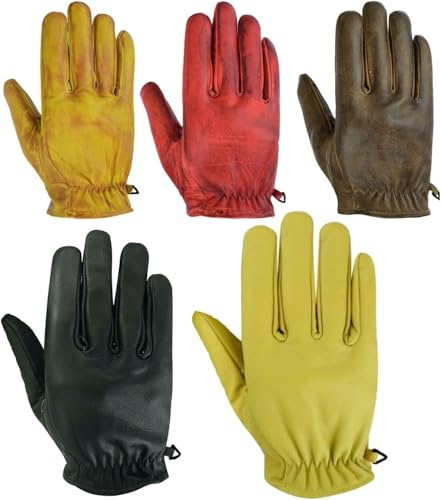 Motorrad Handschuhe Sommer aus Leder – Retro Vintage Lederhandschuhe für Herren & Damen,Sommer Motorradhandschuhe aus Lede (Brown, 3XL) von Generisch