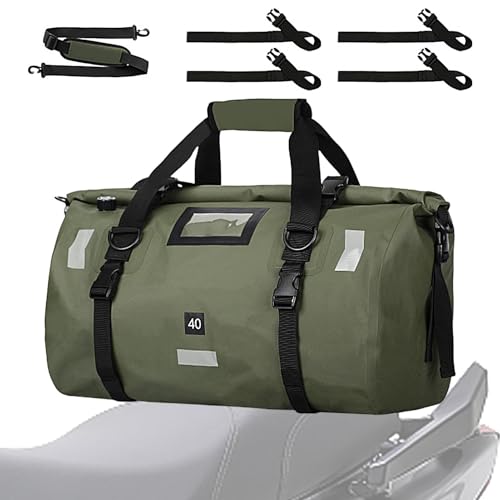 Motorrad-Trockentasche, wasserdichte Reisetasche,40L großer Trockenrucksack für Motorrad | Reflektierende Streifen, Outdoor-Reisegepäck, vielseitige Satteltaschen für Reisen, Camping, Kajakfahren von Generisch