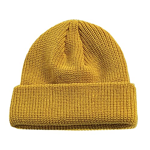 Mütze Herren Winter, Thermo Strickmützen für Herren, Warme Wintermütze Laufmütze Beanie Damen Herren Winter, Retro Einfarbig Wintermütze Männer Unisex-Mütze Gelb Mütze Herren Winter, Thermo Strickmützen für Herren, Warme Wintermütze Laufmütze Beanie Damen Herren Winter, Retro Einfarbig Wintermütze Männer Unisex-Mütze Gelb von Generisch
