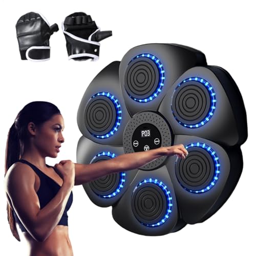 Music Boxing Machine, LED Musik Boxmaschine, Musik-Boxmaschine, 2025 Neu Boxmaschine mit Musik, Boxmaschine Drahtlose Box-Fitnessgeräte | An der Wand montierter Boxtrainer für Fitness von Generisch