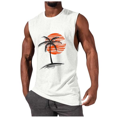 Muskelshirts Ärmelloses Sommer Herren Männer Rundhals Running T-Shirts Tanktop Stretch Locker Strand T Shirt Axelshirt Bodybuilding Leicht Atmungsaktiv Tops Achselshirts von Generisch