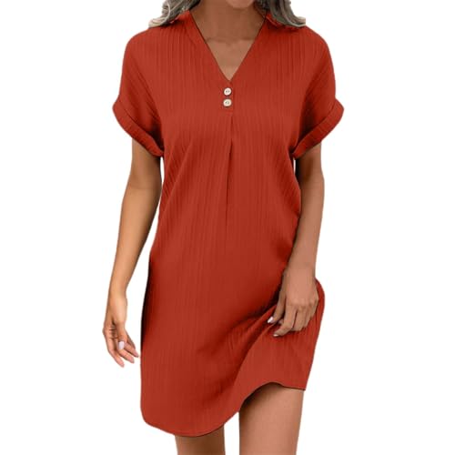 Musselin Kleid Damen V-Ausschnitt Sommerkleid - Sommer Kurzarm Strandkleid Leicht Und Luftig Leinenkleid Luftige Tunika Kleid Mit Knöpfen Boho Kleider Sommerkleider Freizeitkleid Musselin Kleid Damen V-Ausschnitt Sommerkleid - Sommer Kurzarm Strandkleid Leicht Und Luftig Leinenkleid Luftige Tunika Kleid Mit Knöpfen Boho Kleider Sommerkleider Freizeitkleid von Generisch