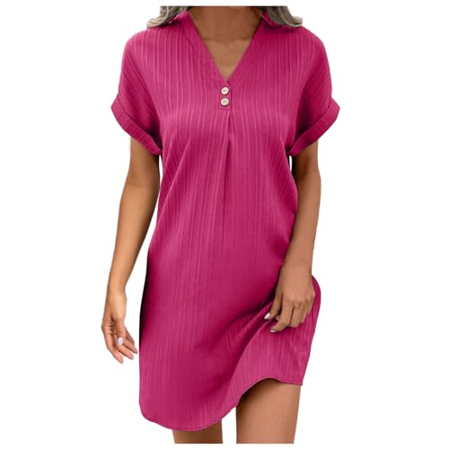 Musselin Kleid Damen V-Ausschnitt Sommerkleid - Sommer Kurzarm Strandkleid Leicht Und Luftig Leinenkleid Luftige Tunika Kleid Mit Knöpfen Boho Kleider Sommerkleider Freizeitkleid Musselin Kleid Damen V-Ausschnitt Sommerkleid - Sommer Kurzarm Strandkleid Leicht Und Luftig Leinenkleid Luftige Tunika Kleid Mit Knöpfen Boho Kleider Sommerkleider Freizeitkleid von Generisch