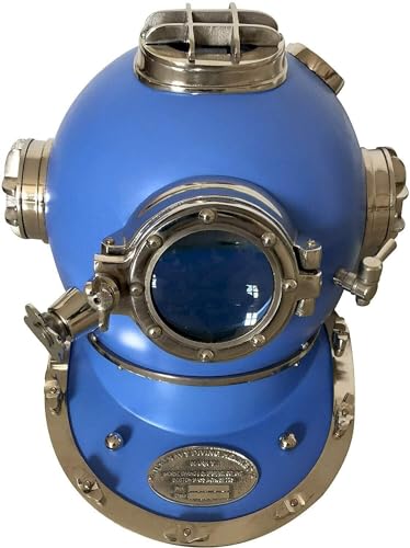 Nautical45,7 cm Maritimer Tauchhelm, US-Marine, V-Mark, Taucherhelm, Antik-Vintage-Taucherhelm, Blau, volle Größe, Taucherhelm Nautical45,7 cm Maritimer Tauchhelm, US-Marine, V-Mark, Taucherhelm, Antik-Vintage-Taucherhelm, Blau, volle Größe, Taucherhelm von Generisch