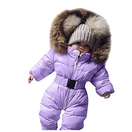 Neugeborenes Baby Mädchen Schneeanzug Reißverschluss Langarm Schneeanzug Baby Strampler Winteroverall Baby Junge Strampler Mädchen Junge Winterjacke Kapuzenjacke Lila 65 von Generisch