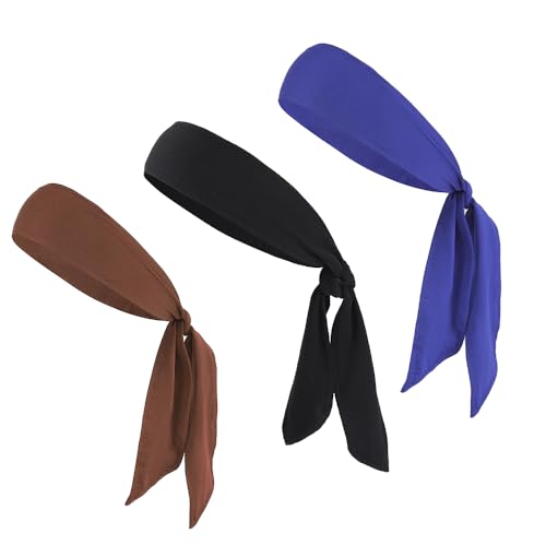 3 Stück Krawatte Sport Haarband,Elastische Haarbänder,Schweiß-Haarbänder,Sport Yoga Kopfwickel Haarbänder,für Yoga Sport Workout Fitness Alltag(3 Farben) von Generisch
