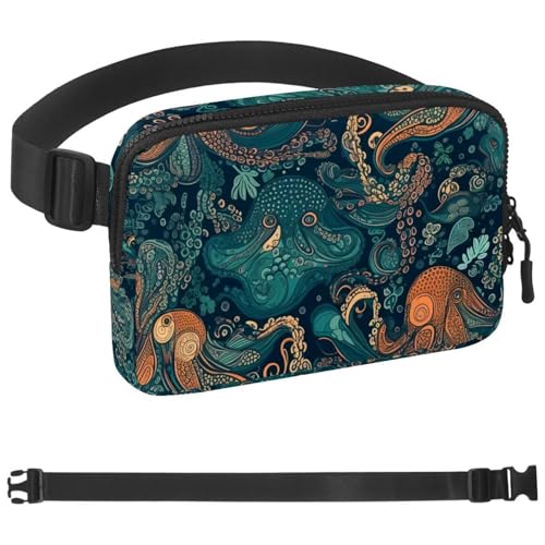 Octopus Art-1117 Crossbody-Gürteltasche für Damen und Herren, Gürteltasche für Reisen, Freizeit, Wandern, Radfahren, mehrfarbig, 4 x 23 x 15 cm, mehrfarbig, 1.5x9.0x5.9in/4x23x15cm von Generisch