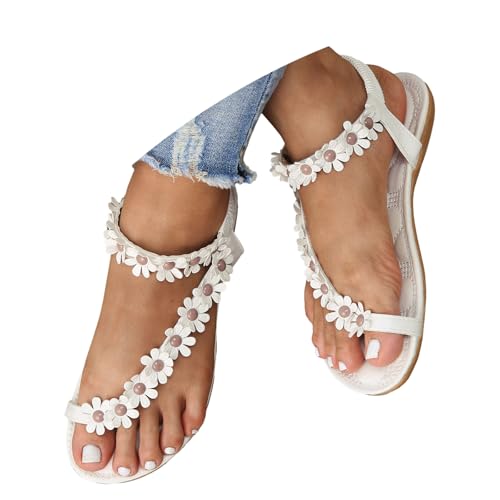 Orthopädische Sandalen Damen, Elegant Coole Mit Fussbett Sandaletten Sandalen Bequem Römer Boho Glitzer Flip Flops Flache Schuhe Strass Slingback Flache Lässige Offene Zehentrenner Sommerschuhe von Generisch