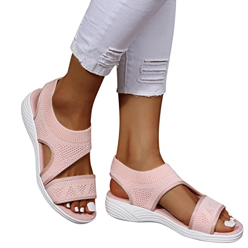 Ortopädicheschuhe Damen Mesh Leichte Sandalen Sandaletten Fersensporn Flach Elegant Bequeme Plateau Sandalen Sommerschuhe Slingback Elipinks Sandalen Schlüpfschuh Barfuß Sandalen von Generisch