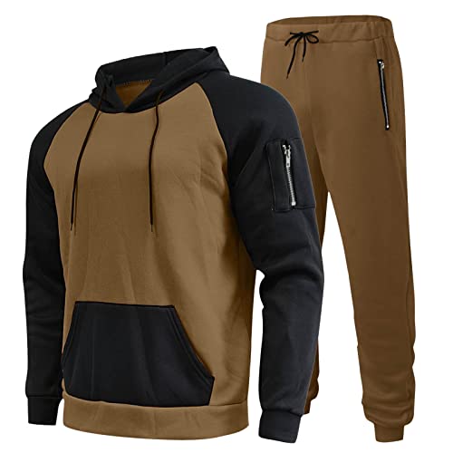 Outlet Angebote, Trainingsanzug Herren Anzug Jogginganzug - Set Baumwolle Pullover Langarm Jogger Freizeitanzug Zweiteiler Sportbekleidung Einfarbig Hoodie Mit Kapuze Taschen Hausanzug 2-Teilig von Generisch