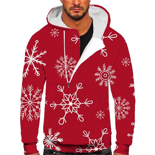 Outlet Angebote, Weihnachtshoodie Herren Lose Ugly Hoodie Weihnachten - Kapuzenshirt Lustig Pulli Langarm Weihnachtspullover Mit Taschen Kapuze Kordelzug Hoodies Sweatshirt Mode Locker Weihnachtspulli von Generisch