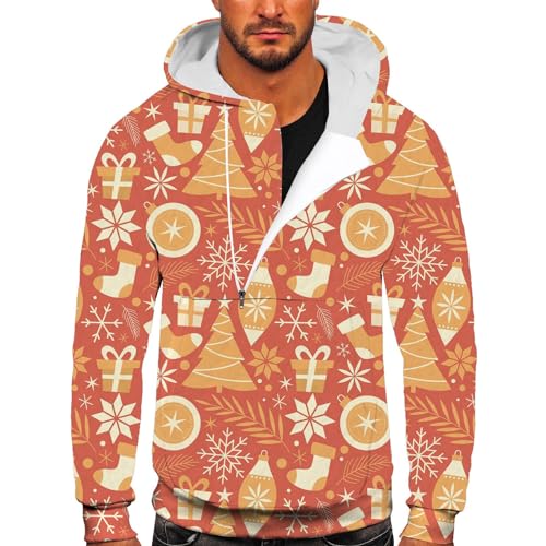 Outlet Angebote, Weihnachtshoodie Männlich Lose Mode Weihnachts Hoodie - Kapuzenshirt Warm Hoodies Komfortabel Weihnachtspullis Rundhals Lustig 3d Druck Christmas Kapuzenpullover Herren Mit Taschen Un von Generisch